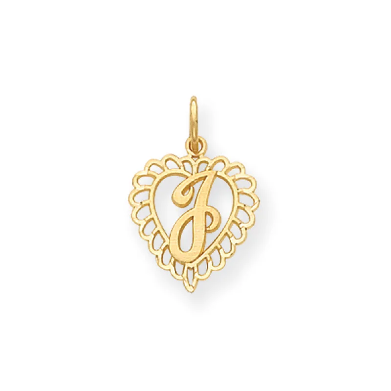 Elegant Jewelry, Exclusive Prices – Shop Now 14k Yellow Gold, Grace Collection, Satin Heart Initial J Pendant, 15mm