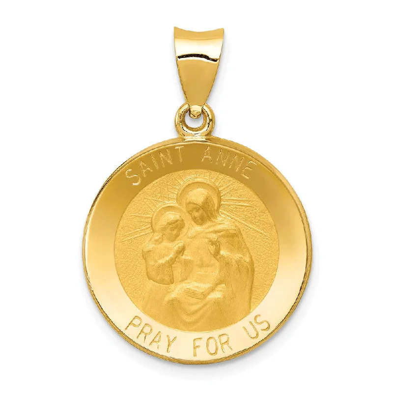 14k Yellow Gold Hollow St. Anne Medal Pendant