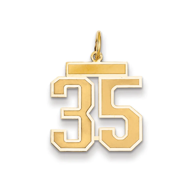 14k Yellow Gold, Jersey Collection, Medium Number 35 Pendant