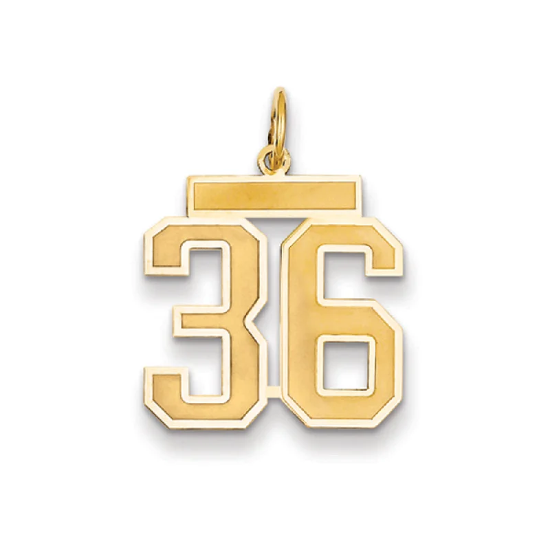 14k Yellow Gold, Jersey Collection, Medium Number 36 Pendant