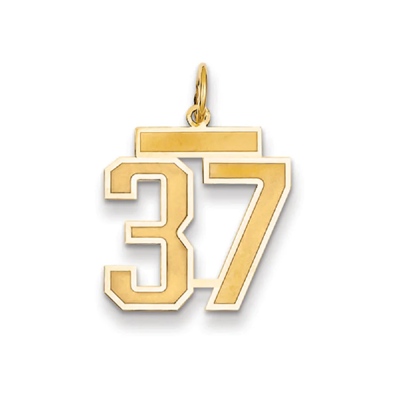 14k Yellow Gold, Jersey Collection, Medium Number 37 Pendant