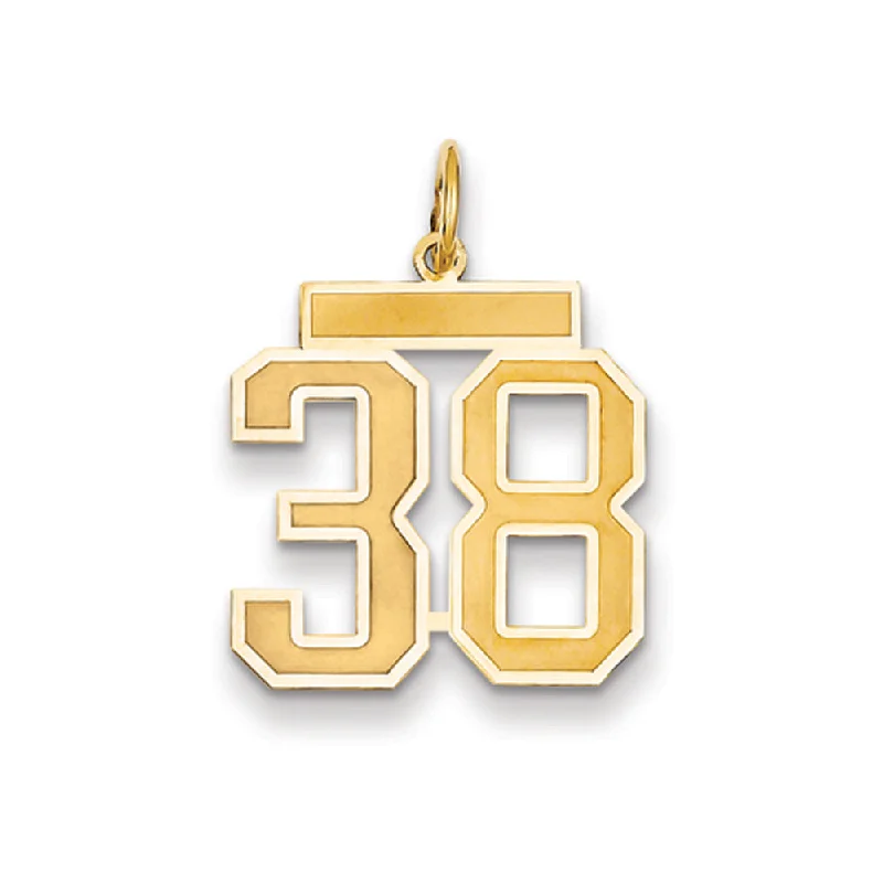 14k Yellow Gold, Jersey Collection, Medium Number 38 Pendant