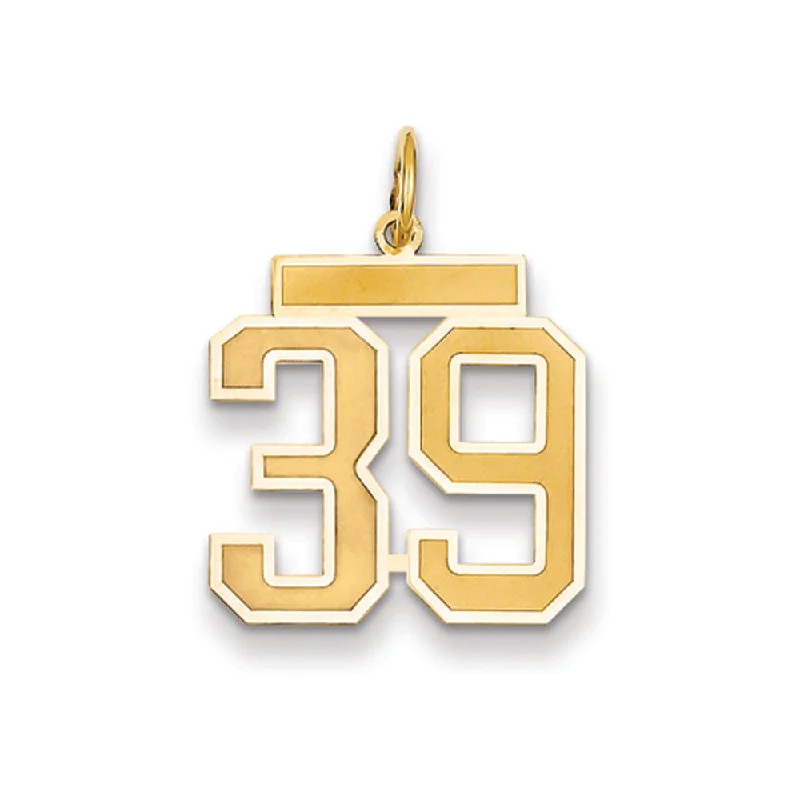 14k Yellow Gold, Jersey Collection, Medium Number 39 Pendant