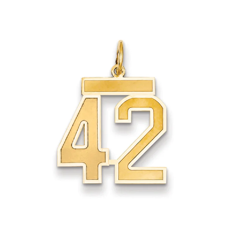 14k Yellow Gold, Jersey Collection, Medium Number 42 Pendant