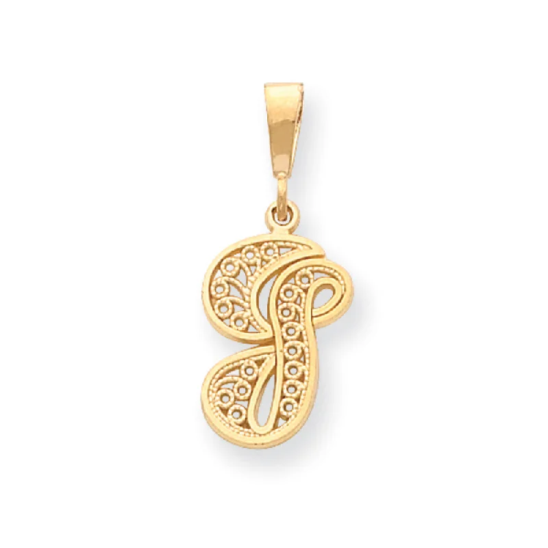 Celebrate Every Occasion With Sparkling Savings 14k Yellow Gold, Maci Collection, LG Filigree Script Initial G Pendant Celebrate Every Occasion With Sparkling Savings 14k Yellow Gold, Maci Collection, LG Filigree Script Initial G Pendant