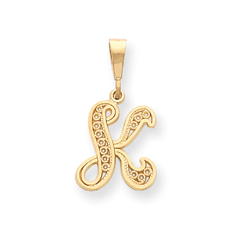 Best Jewelry Sale Prices – Limited-Time Offer 14k Yellow Gold, Maci Collection, LG Filigree Script Initial K Pendant