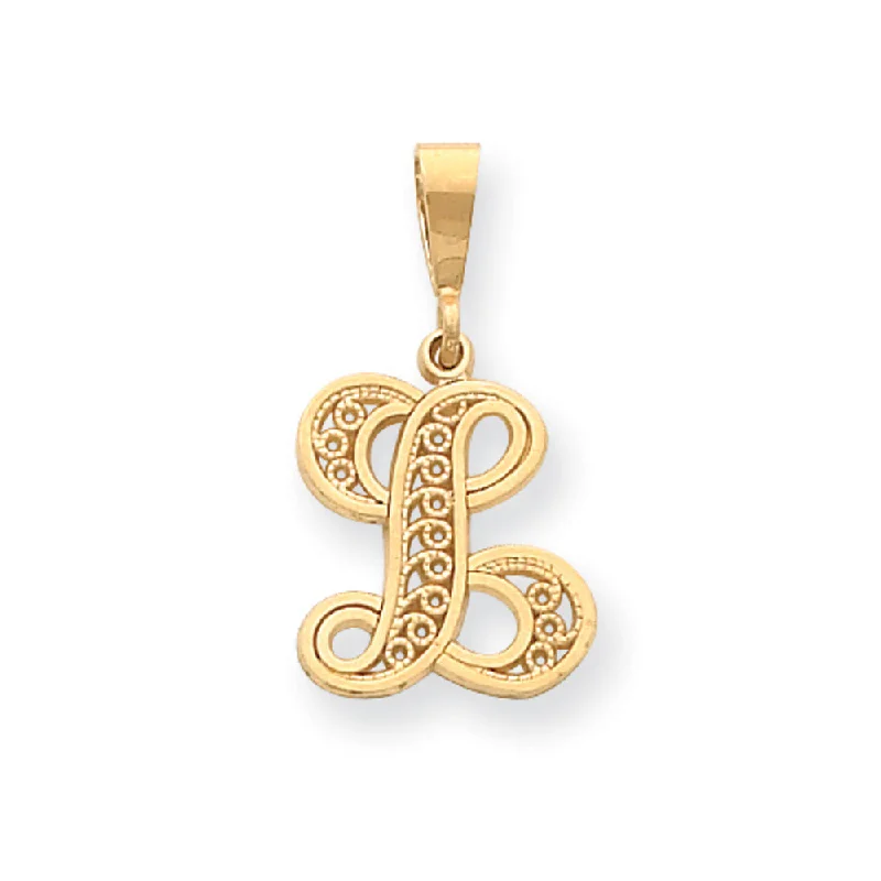 Bold And Beautiful Jewelry Now At Irresistible Prices 14k Yellow Gold, Maci Collection, LG Filigree Script Initial L Pendant