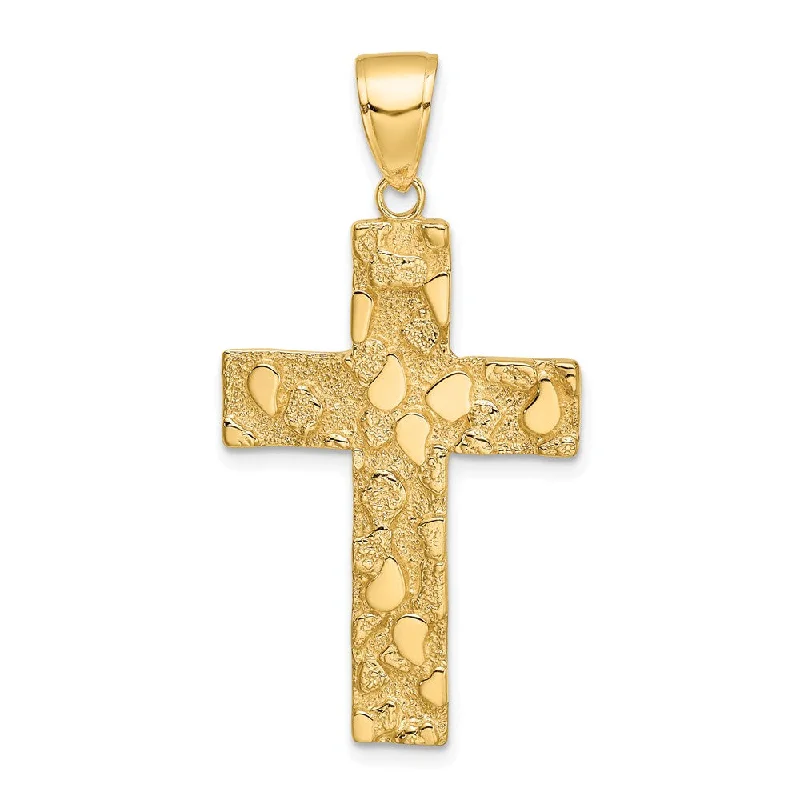 Don't Miss Out On Bestselling Jewelry At Special Prices 14k Yellow Gold Nugget Style Cross Pendant, 21 x 41mm Don't Miss Out On Bestselling Jewelry At Special Prices 14k Yellow Gold Nugget Style Cross Pendant, 21 x 41mm