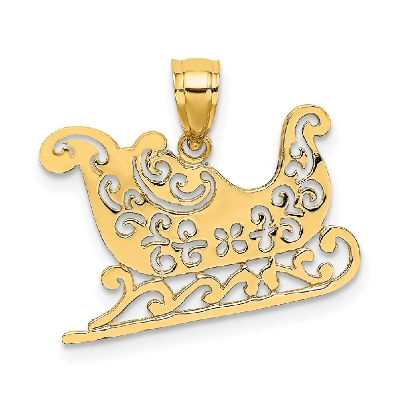 Shop Stylish Jewelry Now And Save Big 14k Yellow Gold Ornamental Sleigh Charm