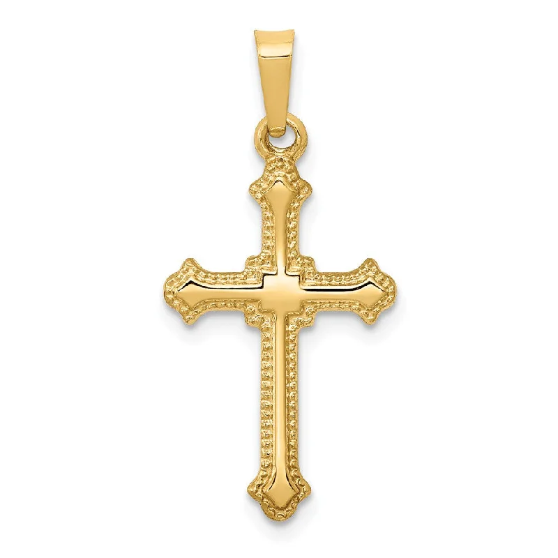 Bohemian-Inspired Jewelry For Free-Spirited Fashion 14k Yellow Gold Polished Hollow Fleur de Lis Cross Pendant Bohemian-Inspired Jewelry For Free-Spirited Fashion 14k Yellow Gold Polished Hollow Fleur de Lis Cross Pendant
