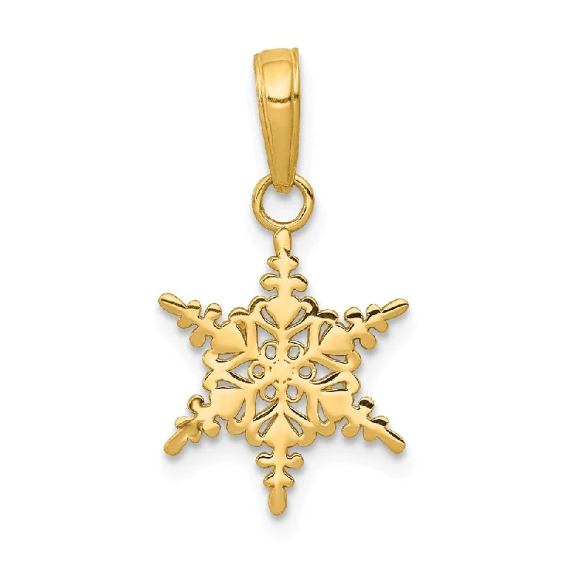 Elevate Your Jewelry Collection With Limited-Time Savings 14k Yellow Gold Polished Small Snowflake Pendant, 12mm