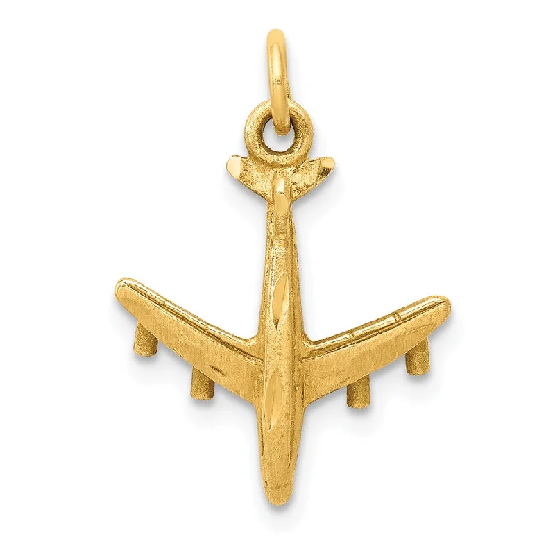 Buy More, Save More On Stunning Jewelry Pieces 14k Yellow Gold Satin and Diamond Cut 3D Airplane Charm Buy More, Save More On Stunning Jewelry Pieces 14k Yellow Gold Satin and Diamond Cut 3D Airplane Charm