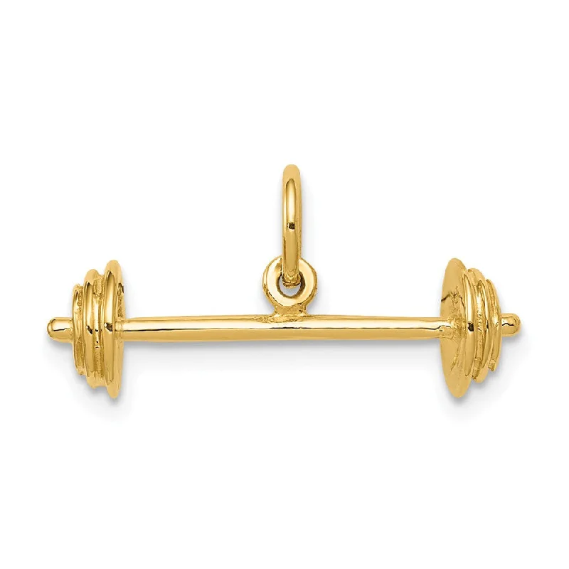 14k Yellow Gold Small 3D Barbell Charm