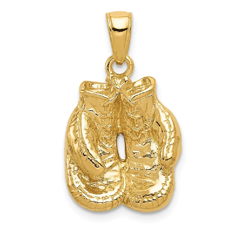 14k Yellow Gold Small Polished Boxing Gloves Pendant