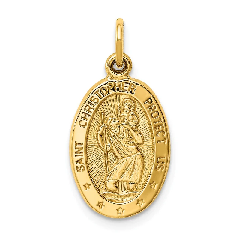 14k Yellow Gold Small St Christopher Medal Charm or Pendant