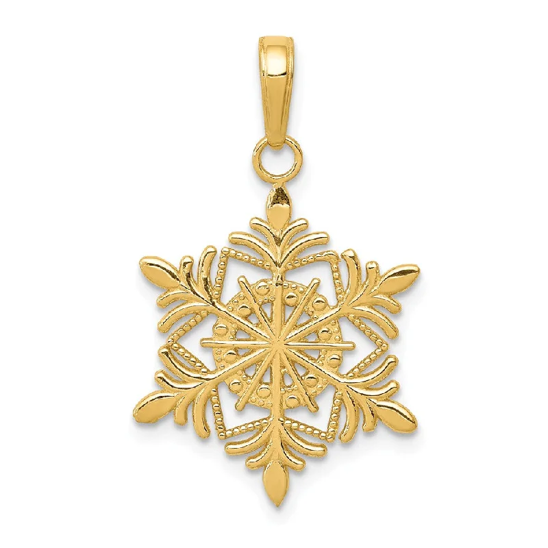 Affordable Glamour – Premium Jewelry For Less 14k Yellow Gold Snowflake Pendant, 16mm
