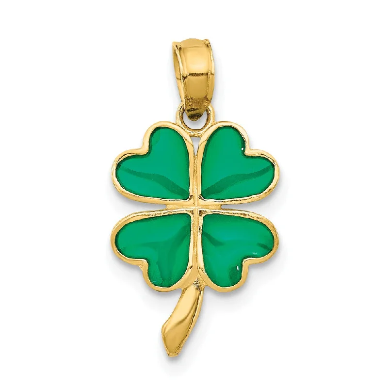 Accessorize For Less – Luxury Jewelry At Affordable Prices 14k Yellow Gold Translucent Acrylic 4 Leaf Clover Pendant, 10mm