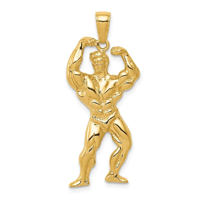 14k Yellow Gold Weightlifter Pendant