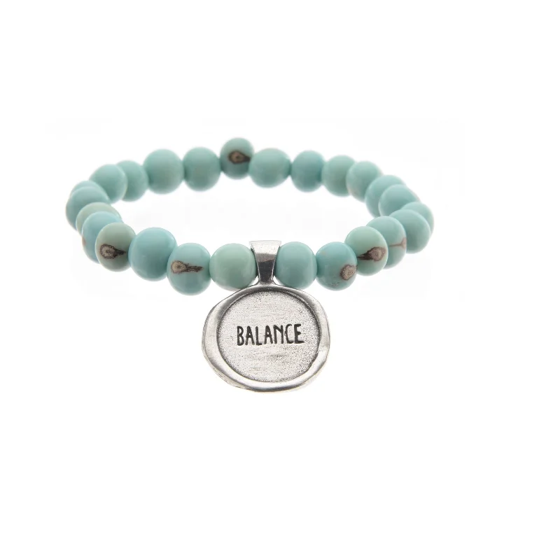 Personalized Jewelry Sale – Meaningful Gifts At Great Prices Acai Seeds Of Life Bracelet with Wax Seal - Baby Blue Beads