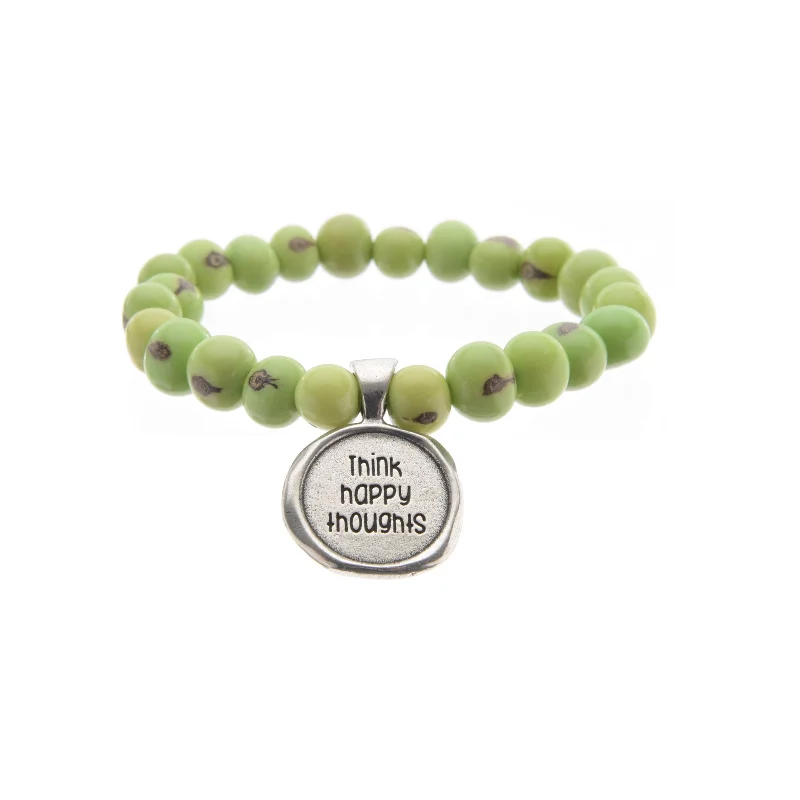 Limited-Stock Jewelry Sale – Once It's Gone, It's Gone Acai Seeds Of Life Bracelet with Wax Seal - Spring Green Beads