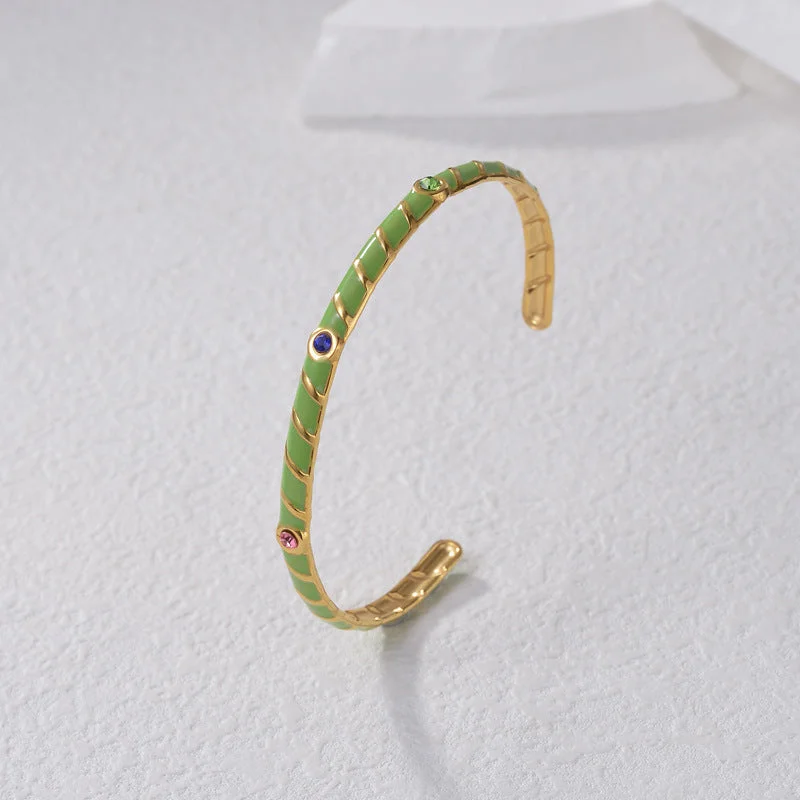 Jewelry Clearance Event – Stock Up Before It's Over Brass Crystals Gold Plated Green Bracelet JLTB0581