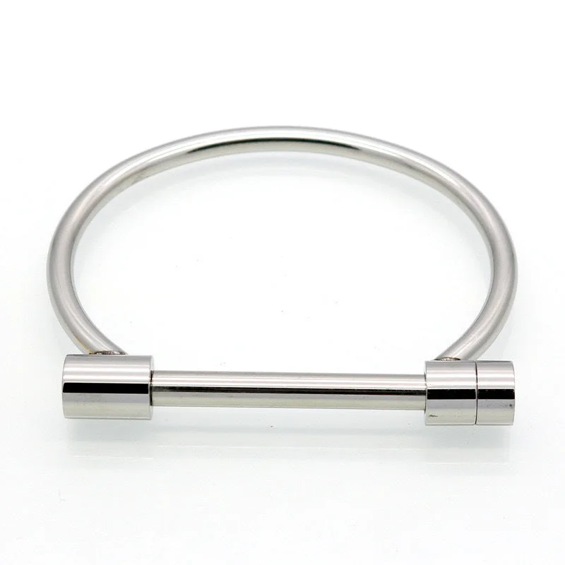 Shine Without Limits – Jewelry Sale Happening Now D Shape Bar Screw Silver Bracelet JLTB0595