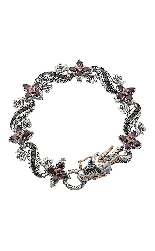 Make Your Outfit Shine With Discounted Jewelry Dragon Bracelet  – Pink Garnet & Black Sapphire