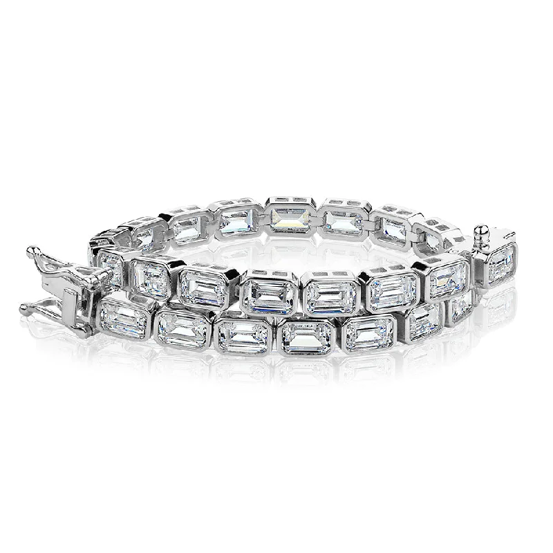 Shop Handcrafted Jewelry At Special Promotional Rates Emerald Cut tennis bracelet with 17.16 carats* of diamond simulants in sterling silver