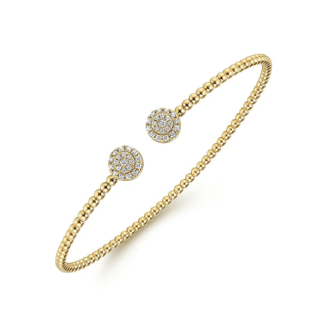 Stunning Jewelry At A Fraction Of The Price Gabriel & Co. Yellow Gold BujukanCuff Bracelets with Diamond Pave Discs Stunning Jewelry At A Fraction Of The Price Gabriel & Co. Yellow Gold BujukanCuff Bracelets with Diamond Pave Discs