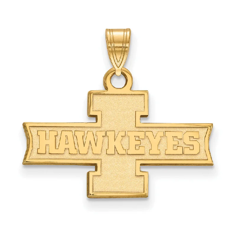 High-End Sparkle, Low-End Prices – Jewelry Sale Live 14k Gold Plated Silver U. of Iowa Small 'Hawkeyes' Logo Pendant