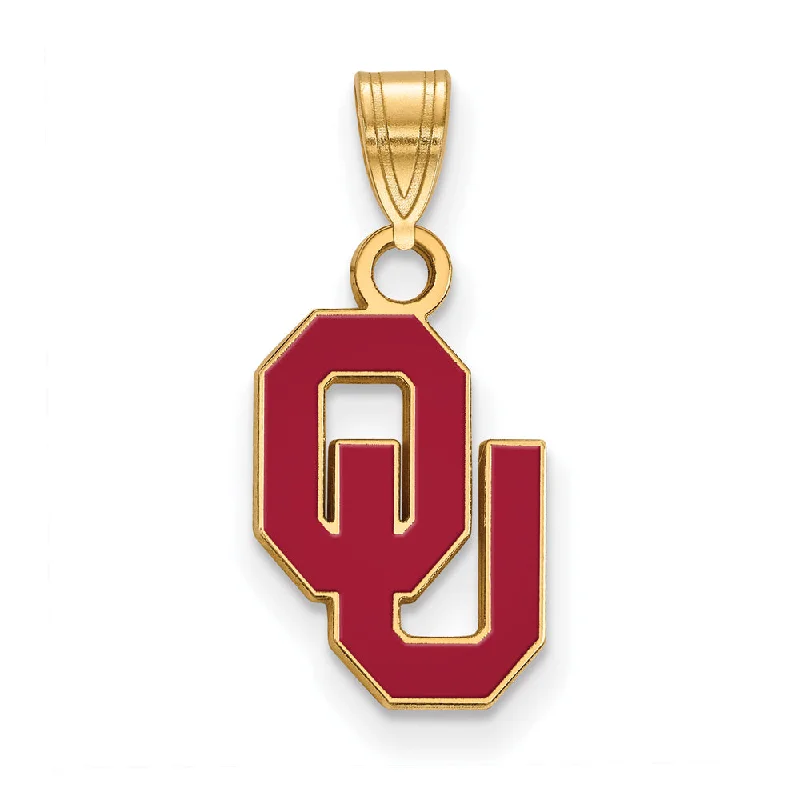 Grab Exquisite Jewelry At The Lowest Prices 14k Gold Plated Silver U. of Oklahoma Small Enamel Pendant