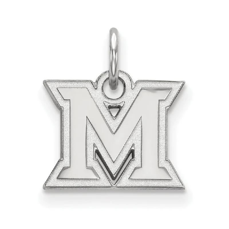 14k White Gold Miami U XS (Tiny) Initial M Charm or Pendant