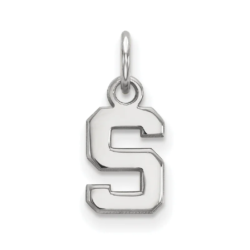 14k White Gold Michigan State XS (Tiny) Initial S Charm or Pendant