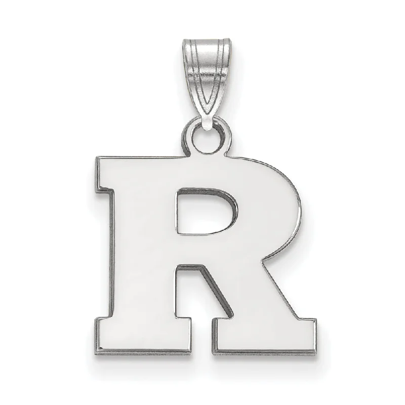 14k White Gold Rutgers Small Initial R Pendant