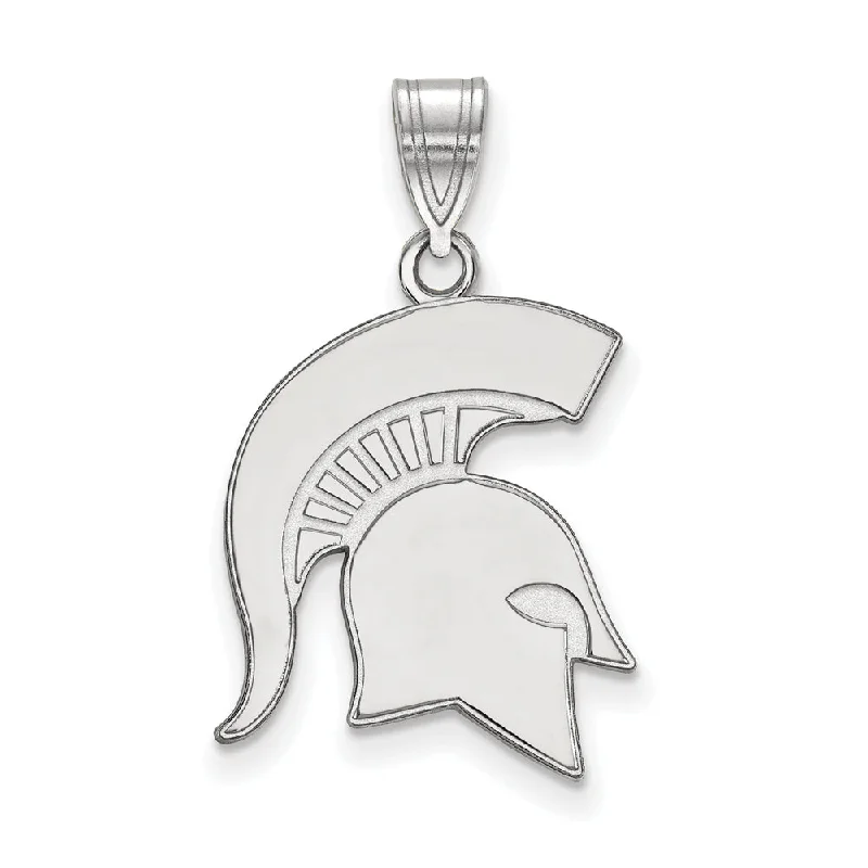 Customized Silver Jewelry For Unique Style Sterling Silver Michigan State Large Logo Pendant