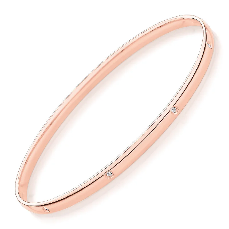 Huge Savings On Timeless Jewelry Collections Oval bangle with diamond simulants in 10 carat rose gold