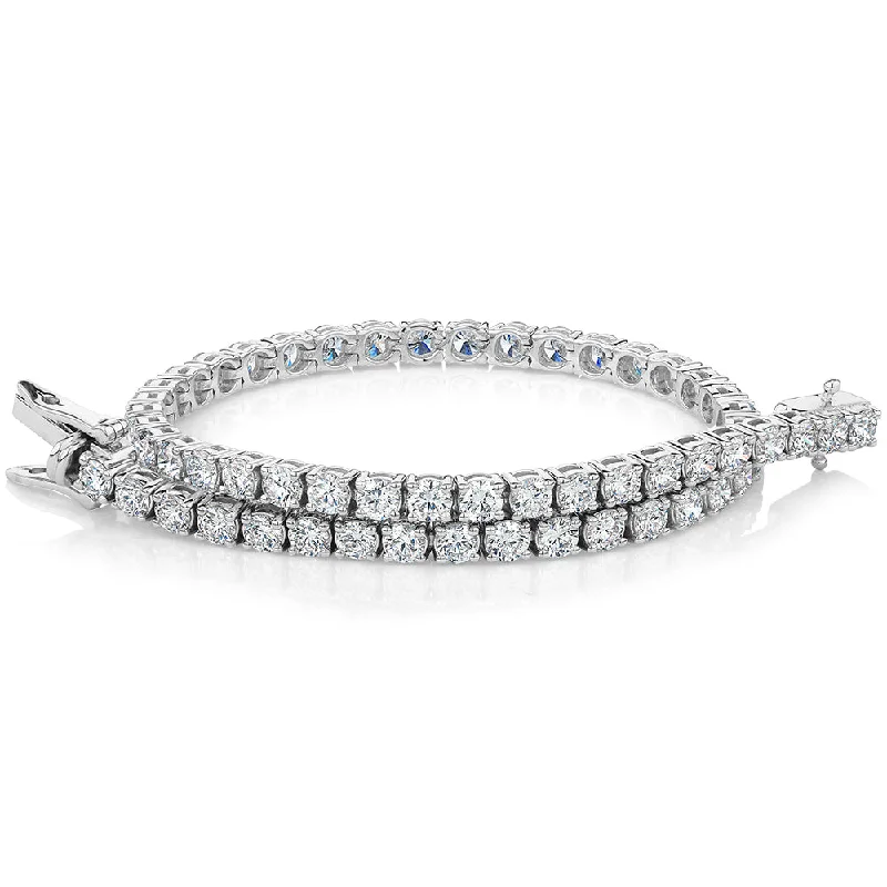 Stunning Jewelry Pieces At The Lowest Prices Ever Premium Laboratory Created Diamond, 5 carat TW round brilliant tennis bracelet in 14 carat white gold Stunning Jewelry Pieces At The Lowest Prices Ever Premium Laboratory Created Diamond, 5 carat TW round brilliant tennis bracelet in 14 carat white gold