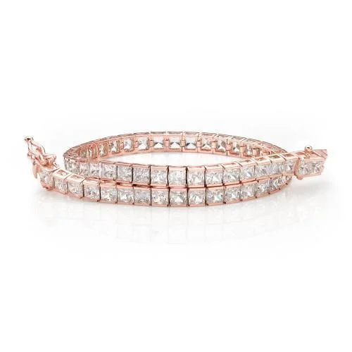 Dainty Floral Jewelry For Feminine Elegance Princess Cut tennis bracelet with 10.26 carats* of diamond simulants in 10 carat rose gold Dainty Floral Jewelry For Feminine Elegance Princess Cut tennis bracelet with 10.26 carats* of diamond simulants in 10 carat rose gold