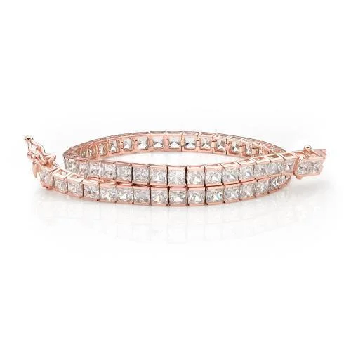 Exclusive Jewelry Discounts – Shop Now For Savings Princess Cut tennis bracelet with 11.34 carats* of diamond simulants in 10 carat rose gold