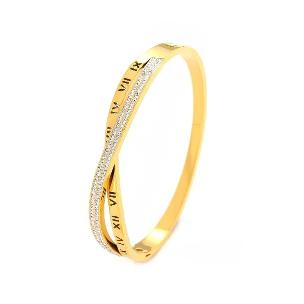 Must-Have Jewelry At Unbelievable Discounts Roman Numbers Diamond studed Gold Bracelet JLTB0575