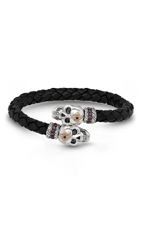 Fashion-Forward Jewelry At Exclusive Discounts Roses Never Die Skull Bracelet – Black Sapphire & Pink Garnet
