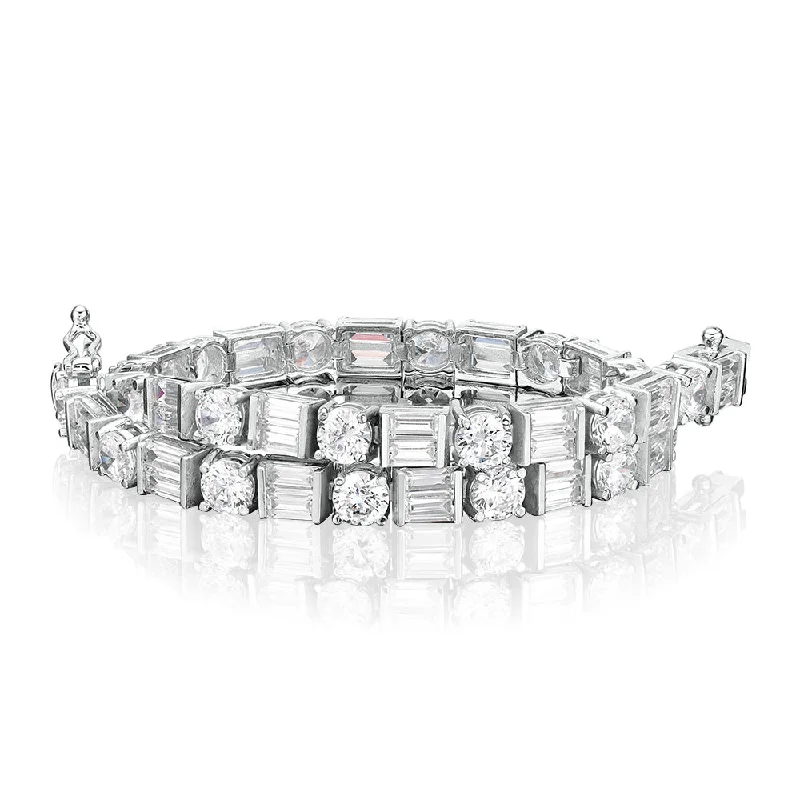 Seasonal Jewelry Deals – Elevate Your Style Round Brilliant and Baguette tennis bracelet with 10.07 carats* of diamond simulants in 10 carat white gold