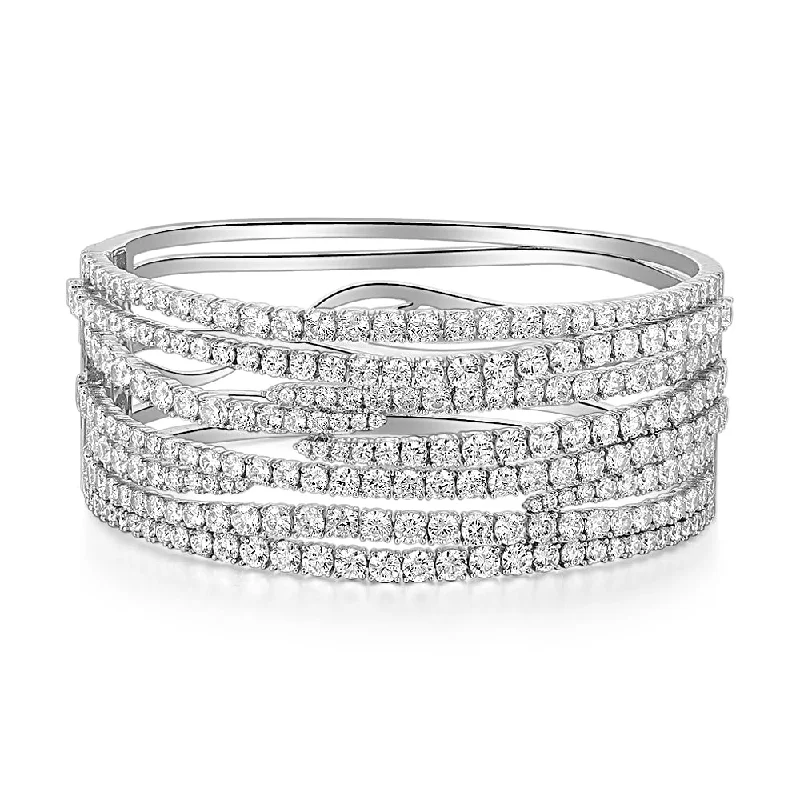 Limited-Time Offer On Elegant Jewelry Pieces Round Brilliant bangle with 15.53 carats* of diamond simulants in sterling silver