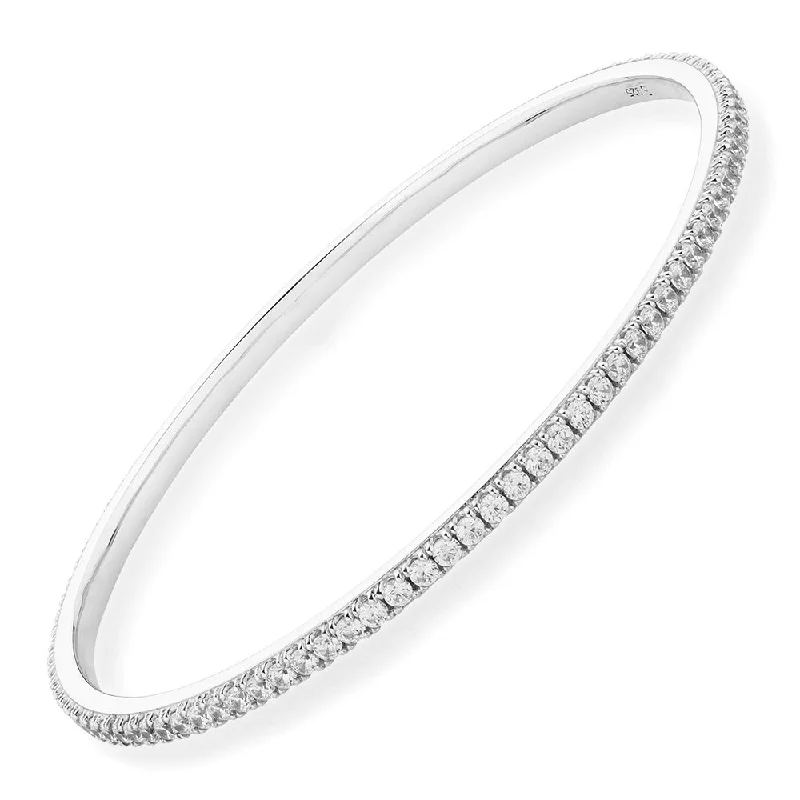 Shop Dazzling Jewelry With Special Promotional Discounts Round Brilliant bangle with 2.85 carats* of diamond simulants in sterling silver