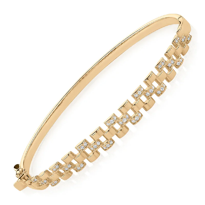 Flash Sale On Exquisite Jewelry – Don't Miss Out Round Brilliant bangle with diamond simulants in 10 carat yellow gold Flash Sale On Exquisite Jewelry – Don't Miss Out Round Brilliant bangle with diamond simulants in 10 carat yellow gold