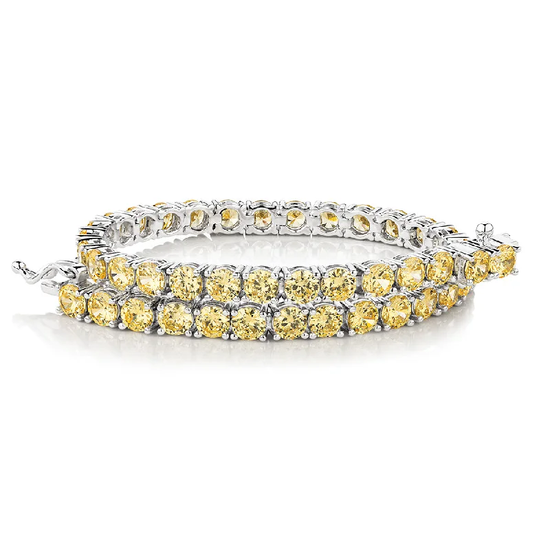 Fashion-Forward Jewelry At Incredible Prices Round Brilliant tennis bracelet with 11 carats* of diamond simulants in sterling silver Fashion-Forward Jewelry At Incredible Prices Round Brilliant tennis bracelet with 11 carats* of diamond simulants in sterling silver