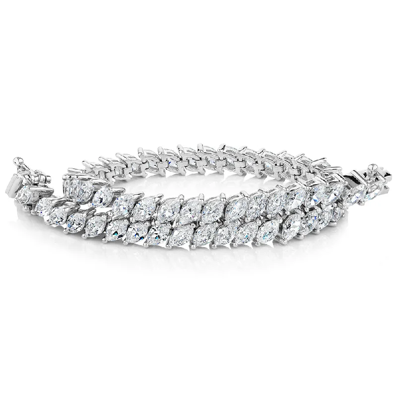 Final Call For Exquisite Jewelry At Reduced Rates Round Brilliant tennis bracelet with 10.60 carats* of diamond simulants in sterling silver
