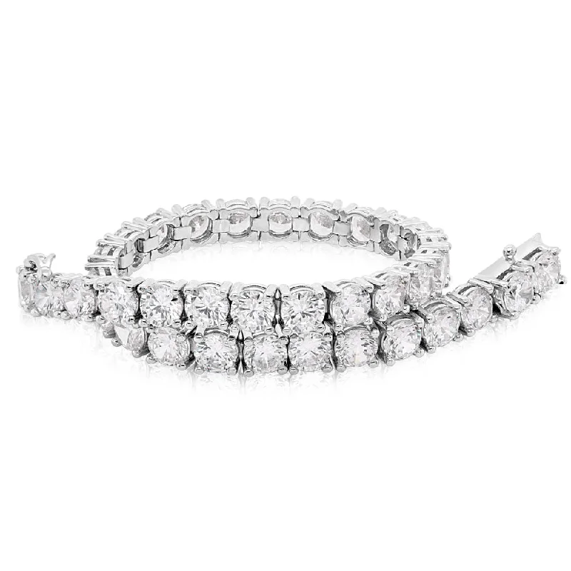 Luxury Jewelry Without The Luxury Price Tag Round Brilliant tennis bracelet with 15.18 carats* of diamond simulants in sterling silver