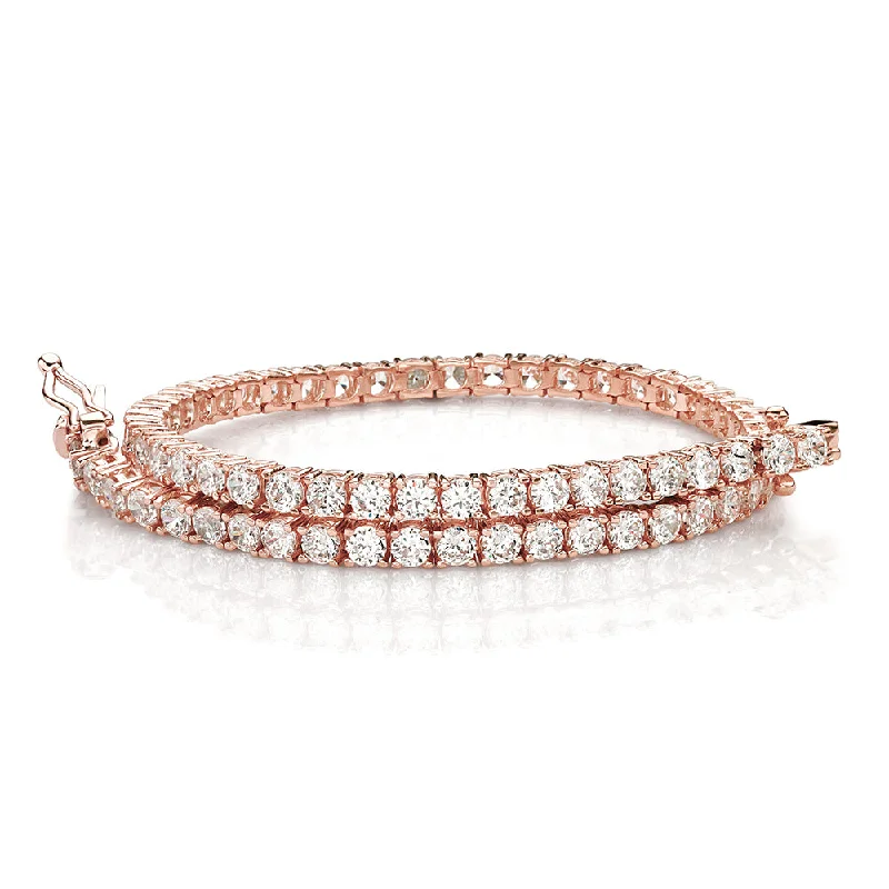 Get The Best Deals On Timeless Jewelry Pieces Round Brilliant tennis bracelet with 4.02 carats* of diamond simulants in 10 carat rose gold