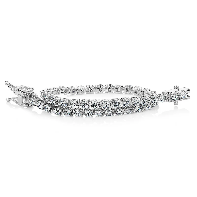 Gorgeous Jewelry, Limited-Time Savings Round Brilliant tennis bracelet with 4.95 carats* of diamond simulants in sterling silver